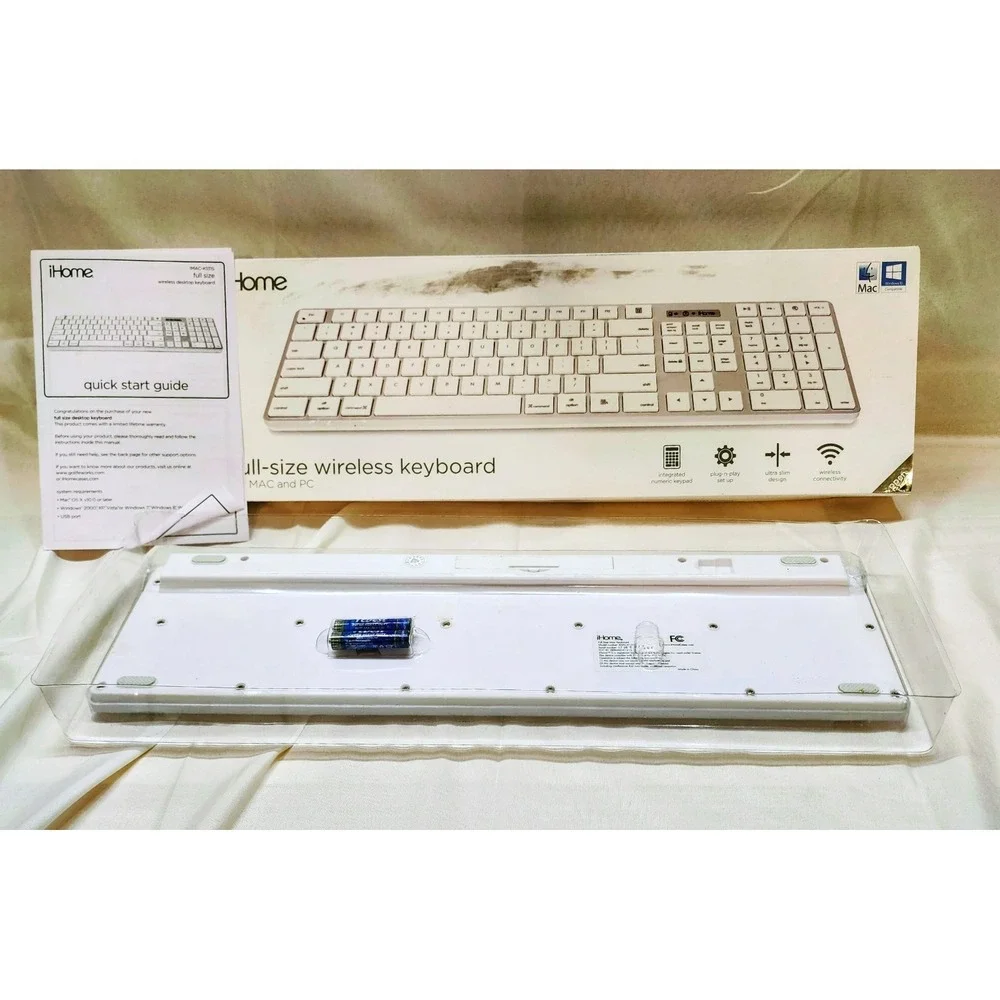🔥Vintage iHome IMAC Full Size Wireless Keyboard With 2.4G Nano‎ Receiver 🔥